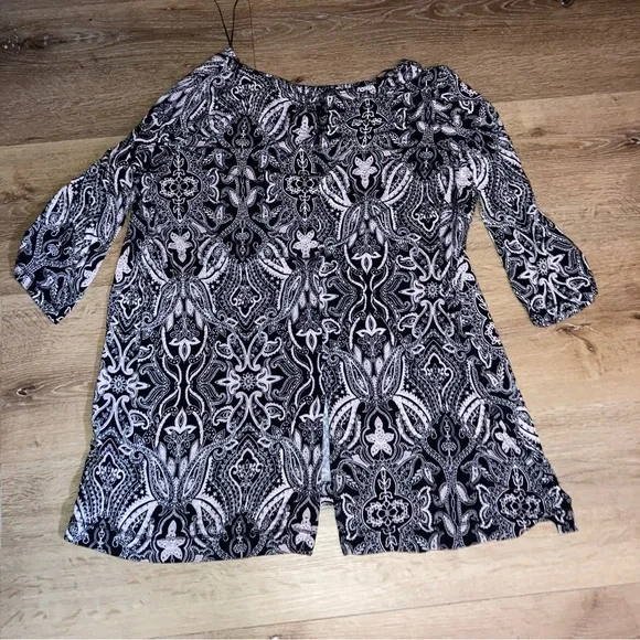 Jones New York Women’s Black and White,Pink Paisley Floral Blouse Size X1 boho - Picture 4 of 13